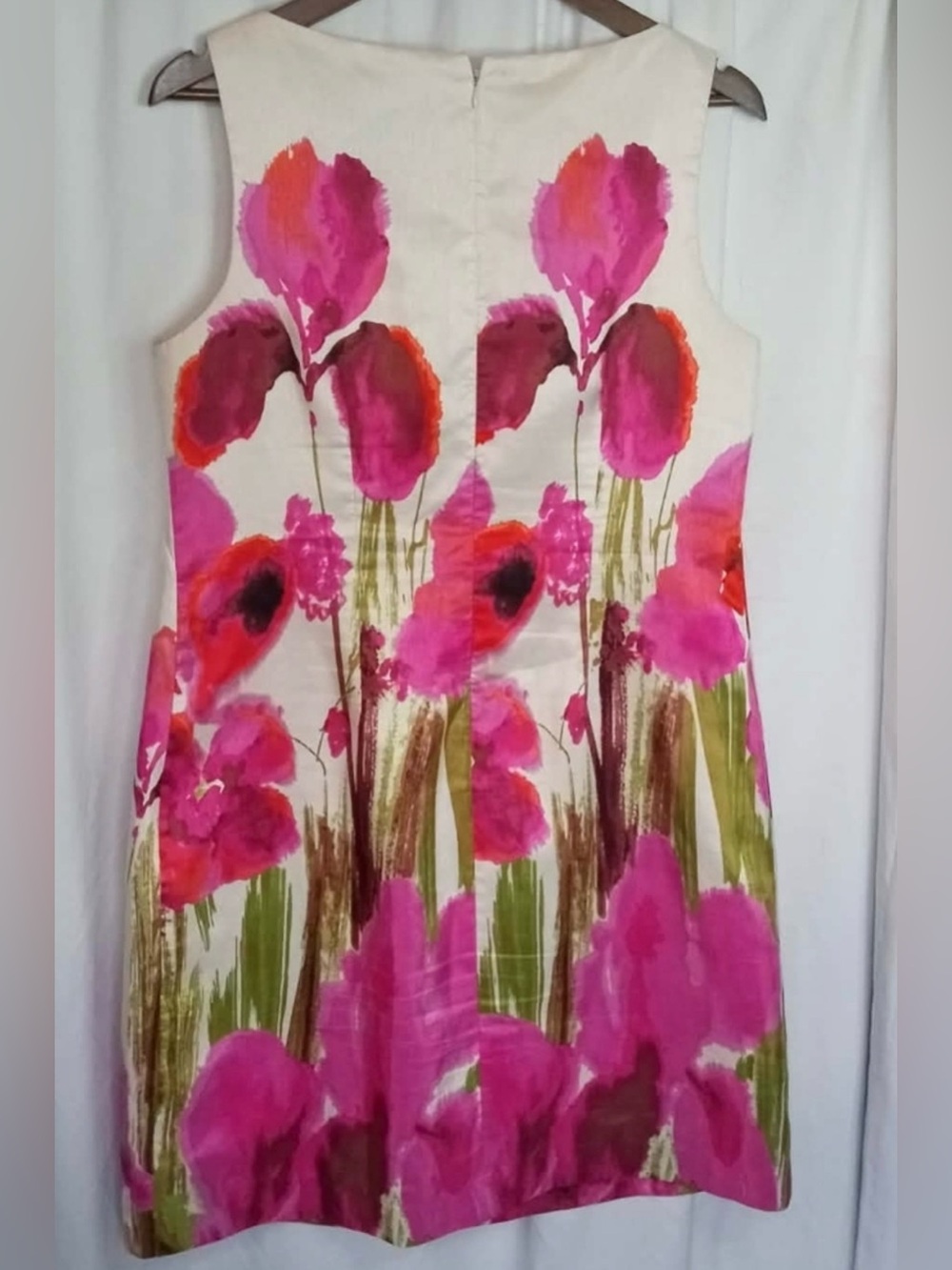 💐💐💐Jessica Howard Like New sz12 Vivid Bold Orange Purple Pink Floral Shift Dress - Picture 2 of 11